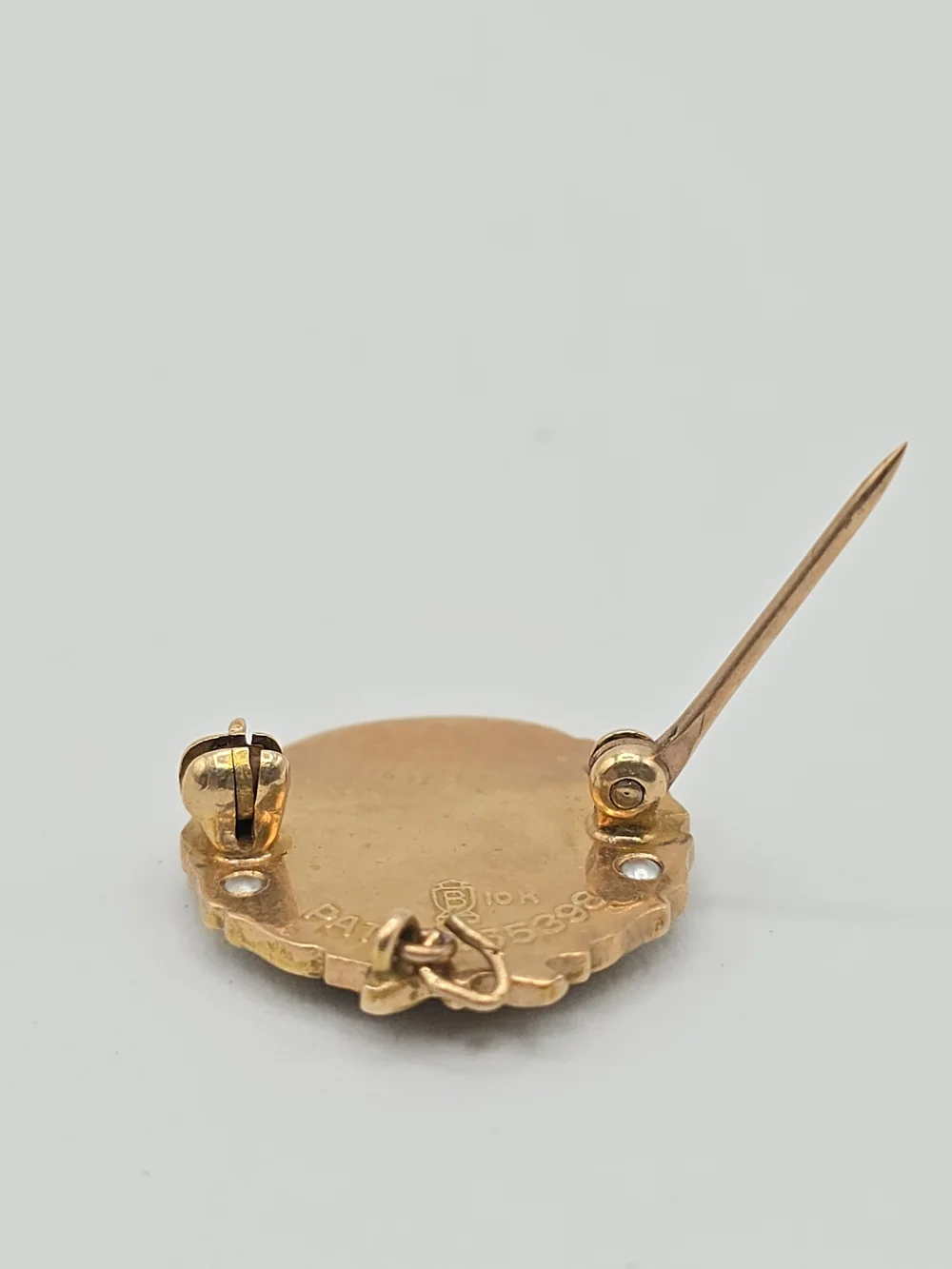 American Legion Auxiliary 10K Yellow Gold Seed Pearl Past President Pin 4g READ